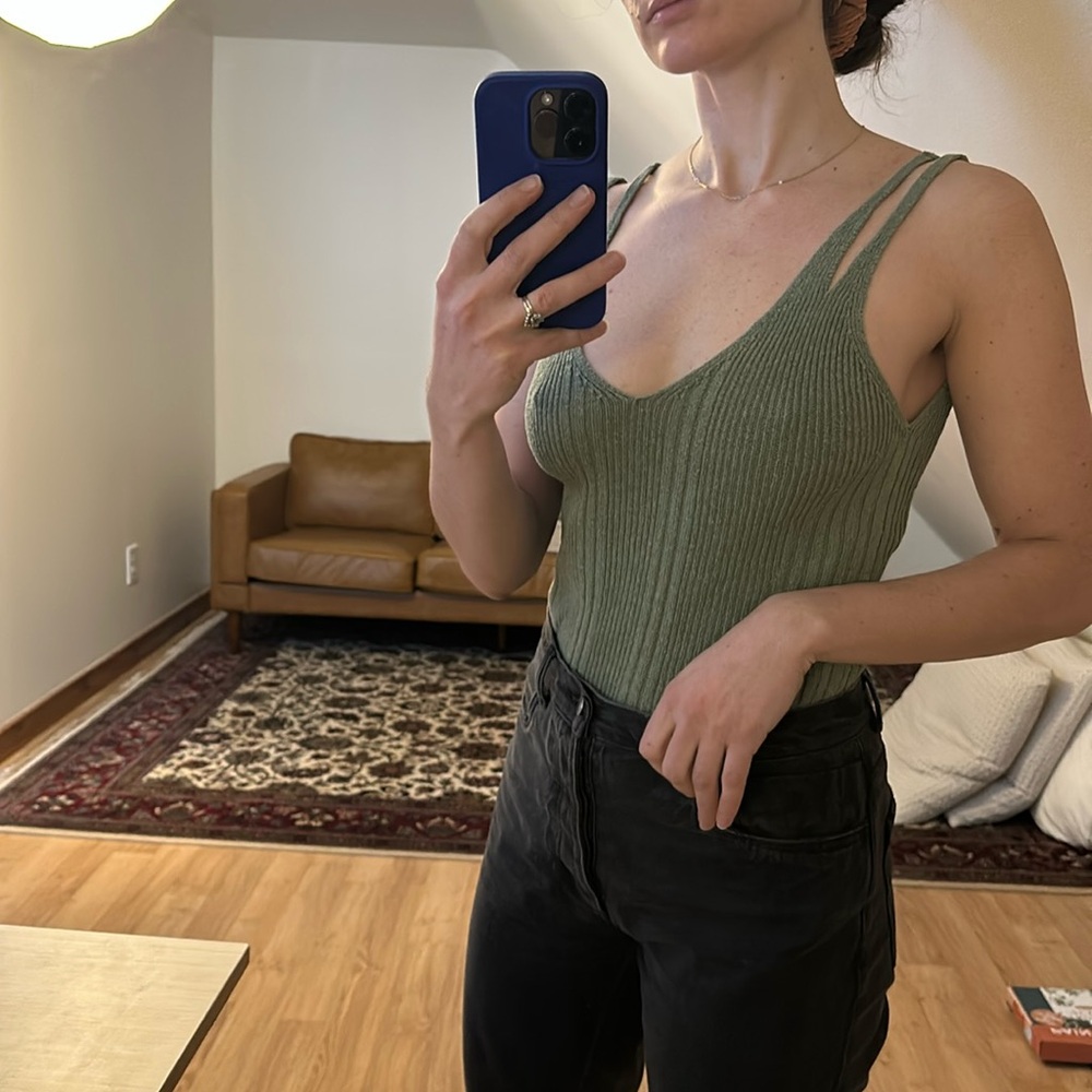 Knit double strap tank